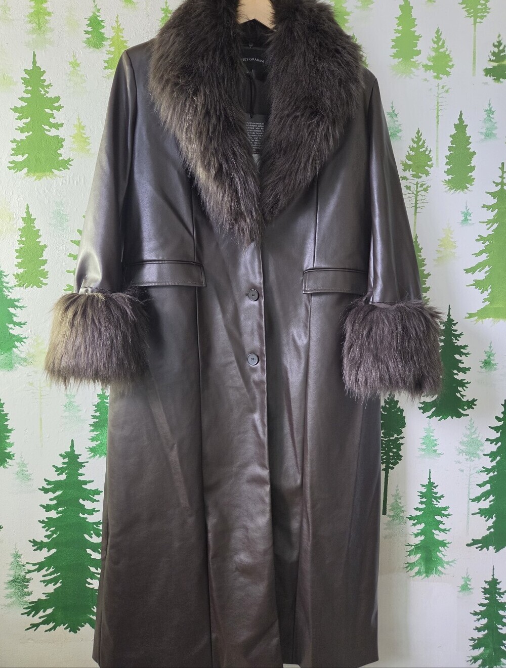 Ashley Graham Faux Fur Wrap Coat